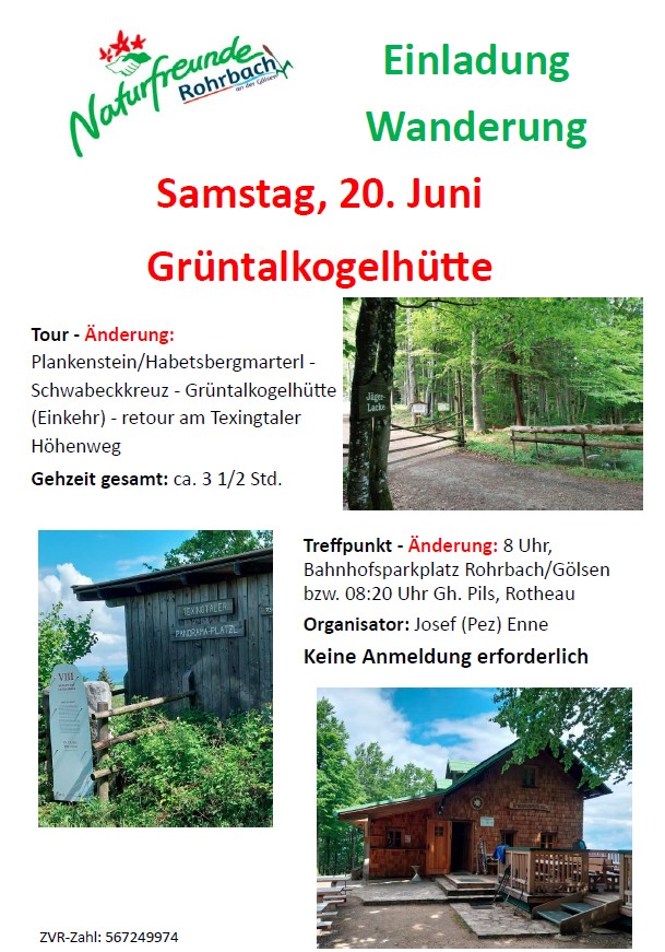 Plakat Wanderung Grüntalkogelhütte 2026